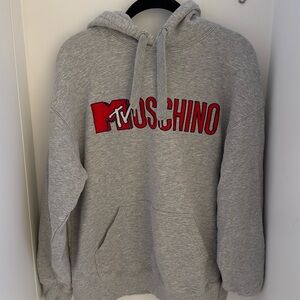 Moschino x H&M MTV grey hoodie sweatshirt special edition.